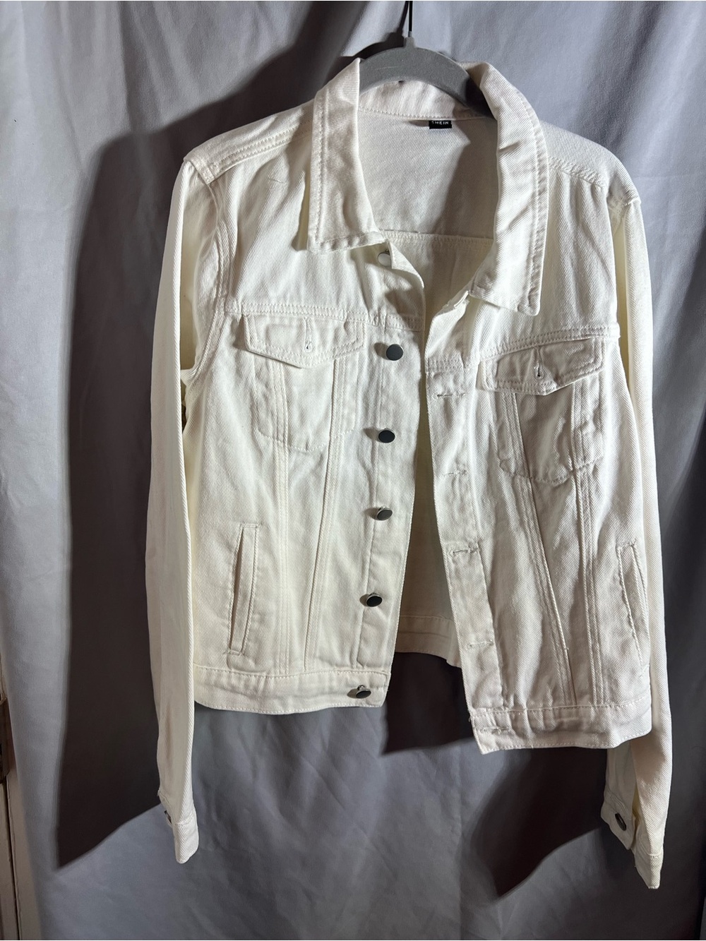 SHEIN White Denim Trucker Jacket